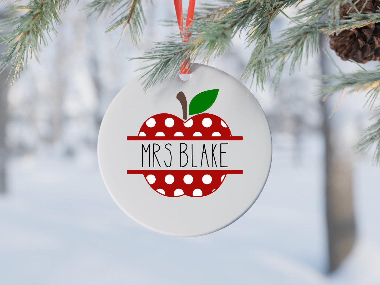 Polka Dot Apple Ornament