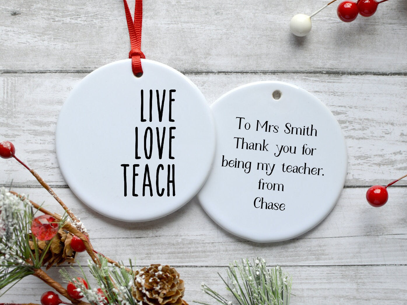 Live Love Teach Ornament