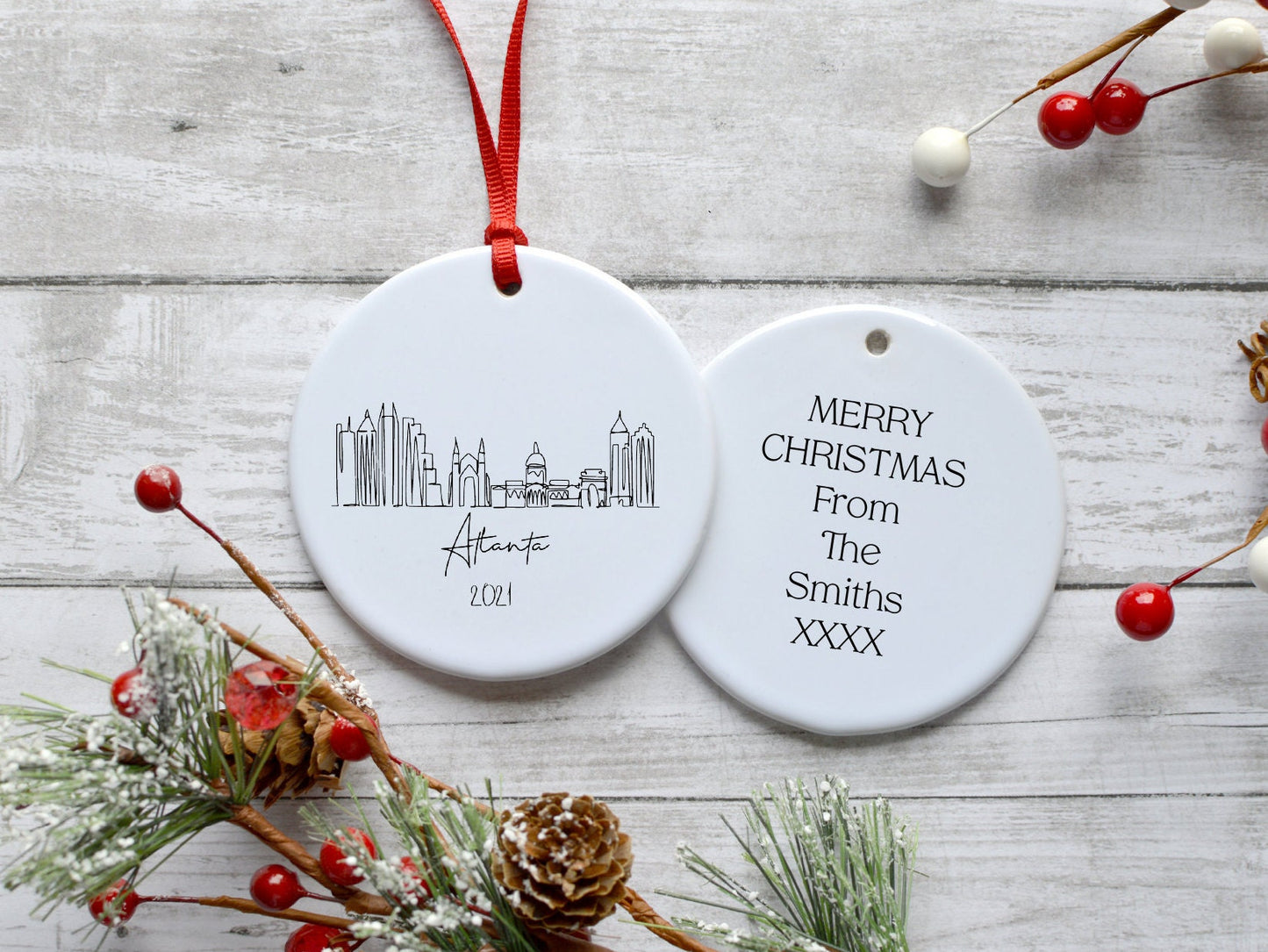 City Skyline Christmas Ornament (41 cities available)