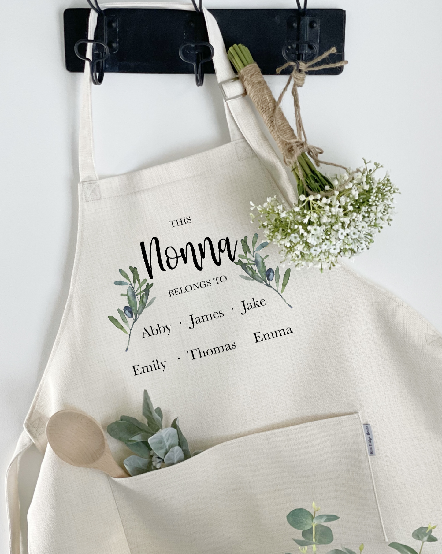 Personalized Olives Kitchen Apron with Grandchildren Names