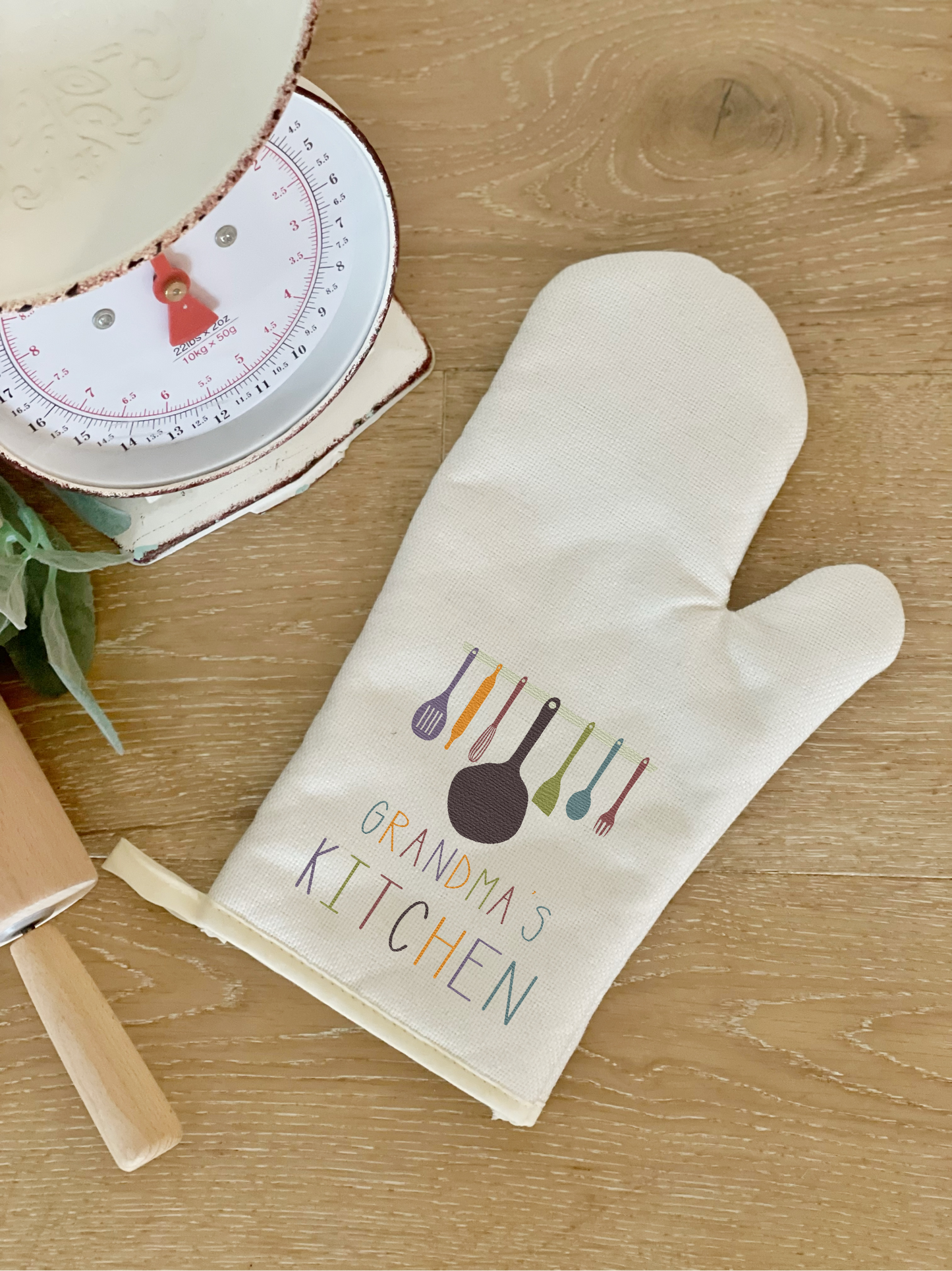 Hanging Utensils Adult and Child Matching Aprons, Oven Mitts and Pot Holder