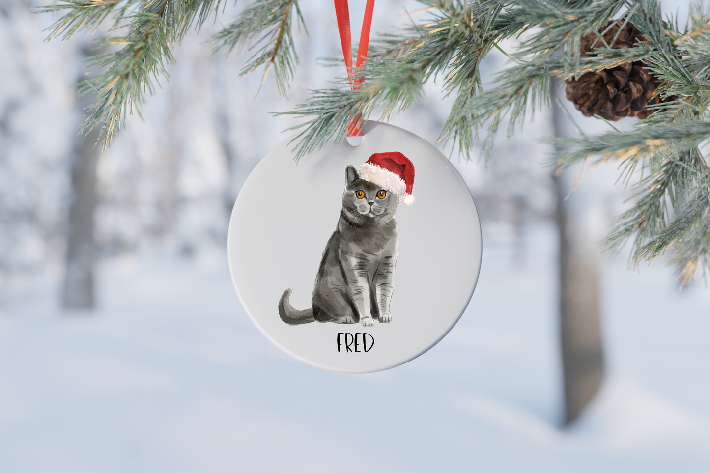 Cat Christmas Ornament (6 breeds available)