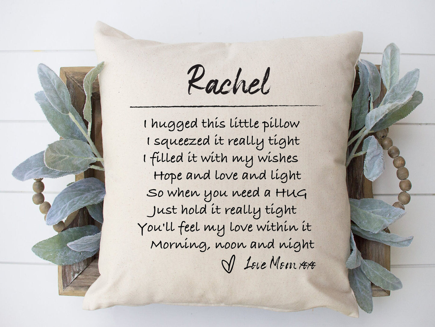 Personalized Hugs From Mom Pillow