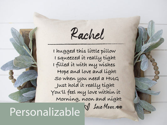 Personalized Hugs From Mom Pillow