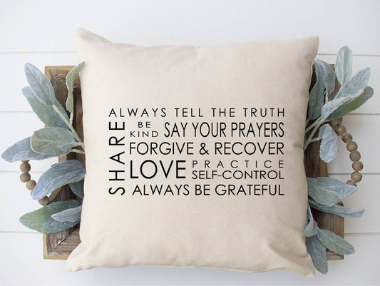 Family Rules Throw Pillow