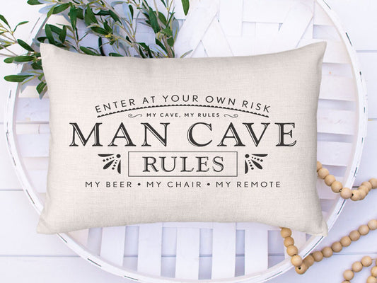 The Man Cave Rules Pillow